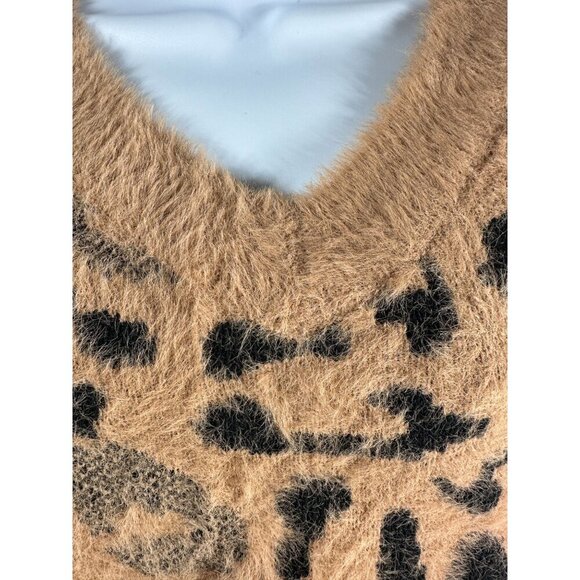 Womens Mystree Fuzzy Animal Cheetah Print Pullover Sweater Cozy Soft‎ Size Small - Picture 15 of 16